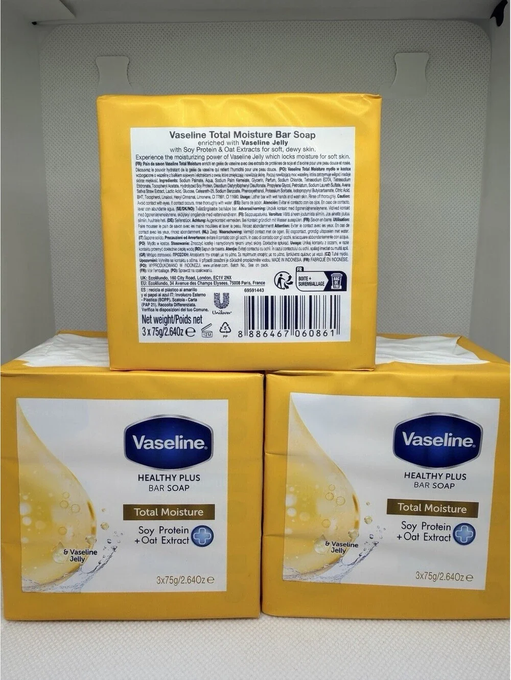 9 Bars x Vaseline Healthy Plus Bar Soap Total Moisture Soy Protein & Oat Extract